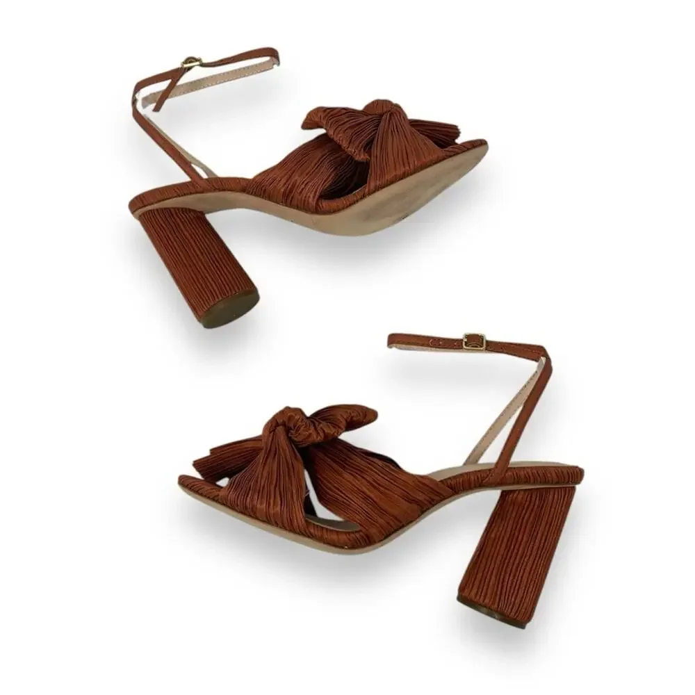 Loeffler Randall Camellia Knotted Sandal Terracotta Orange Bronze 6.5 Women’s